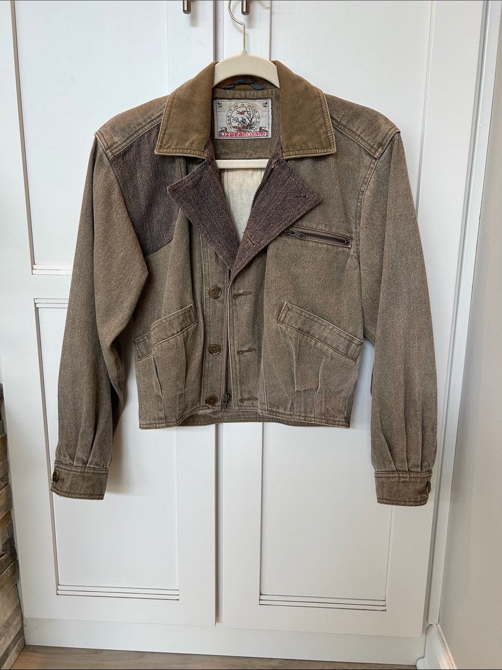 Brown Washed Canvas Bomber Jacket by Liz wear country.